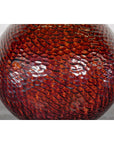 Handcrafted Bulb Shaped Burgundy Vase with Textured Honeycomb Style Motifs-6. Asian & Chinese Furniture, Art, Antiques, Vintage Home Décor for sale at FEA Home