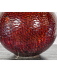 Handcrafted Bulb Shaped Burgundy Vase with Textured Honeycomb Style Motifs-7. Asian & Chinese Furniture, Art, Antiques, Vintage Home Décor for sale at FEA Home