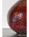 Handcrafted Bulb Shaped Burgundy Vase with Textured Honeycomb Style Motifs-8. Asian & Chinese Furniture, Art, Antiques, Vintage Home Décor for sale at FEA Home