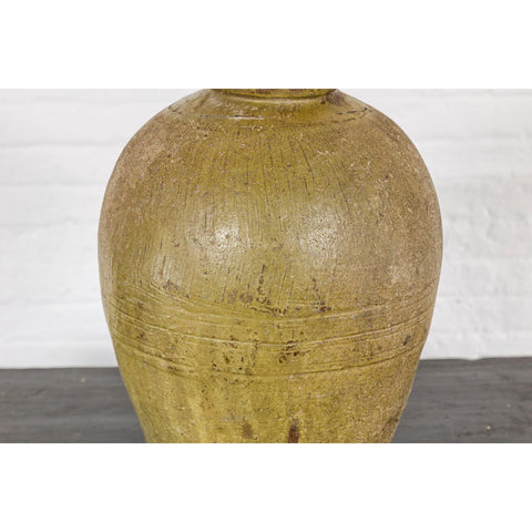 Greenish Brown Glazed Vintage Ceramic Vase - Country Collection-YN7812-5. Asian & Chinese Furniture, Art, Antiques, Vintage Home Décor for sale at FEA Home