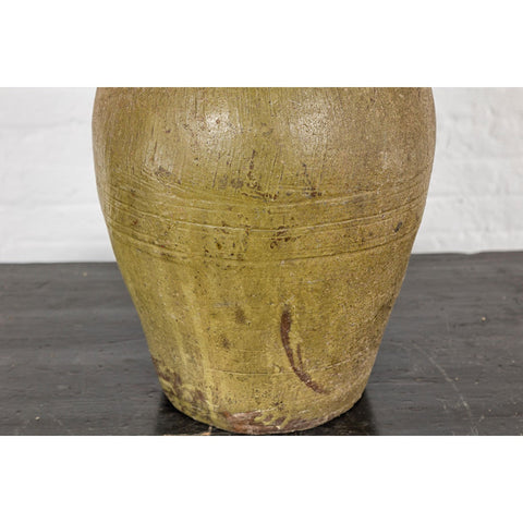 Greenish Brown Glazed Vintage Ceramic Vase - Country Collection-YN7812-6. Asian & Chinese Furniture, Art, Antiques, Vintage Home Décor for sale at FEA Home