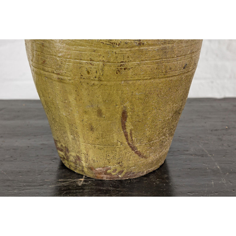Greenish Brown Glazed Vintage Ceramic Vase - Country Collection-YN7812-7. Asian & Chinese Furniture, Art, Antiques, Vintage Home Décor for sale at FEA Home