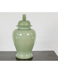 Crackle Green Celadon Lidded Vase with Stylized Foo Dog Finial-11. Asian & Chinese Furniture, Art, Antiques, Vintage Home Décor for sale at FEA Home