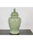 Crackle Green Celadon Lidded Vase with Stylized Foo Dog Finial-13. Asian & Chinese Furniture, Art, Antiques, Vintage Home Décor for sale at FEA Home