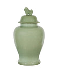 Crackle Green Celadon Lidded Vase with Stylized Foo Dog Finial-16. Asian & Chinese Furniture, Art, Antiques, Vintage Home Décor for sale at FEA Home