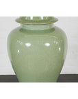 Crackle Green Celadon Lidded Vase with Stylized Foo Dog Finial-5. Asian & Chinese Furniture, Art, Antiques, Vintage Home Décor for sale at FEA Home