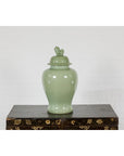 Crackle Green Celadon Lidded Vase with Stylized Foo Dog Finial-9. Asian & Chinese Furniture, Art, Antiques, Vintage Home Décor for sale at FEA Home