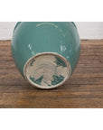 Midcentury Teal Garden Planter with Circular Opening and Tapering Lines-16. Asian & Chinese Furniture, Art, Antiques, Vintage Home Décor for sale at FEA Home