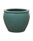 Midcentury Teal Garden Planter with Circular Opening and Tapering Lines-17. Asian & Chinese Furniture, Art, Antiques, Vintage Home Décor for sale at FEA Home
