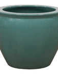 Midcentury Teal Garden Planter with Circular Opening and Tapering Lines-1. Asian & Chinese Furniture, Art, Antiques, Vintage Home Décor for sale at FEA Home