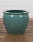 Midcentury Teal Garden Planter with Circular Opening and Tapering Lines-2. Asian & Chinese Furniture, Art, Antiques, Vintage Home Décor for sale at FEA Home