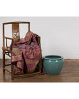 Midcentury Teal Garden Planter with Circular Opening and Tapering Lines-3. Asian & Chinese Furniture, Art, Antiques, Vintage Home Décor for sale at FEA Home