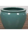 Midcentury Teal Garden Planter with Circular Opening and Tapering Lines-8. Asian & Chinese Furniture, Art, Antiques, Vintage Home Décor for sale at FEA Home
