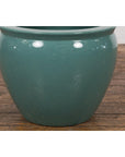 Midcentury Teal Garden Planter with Circular Opening and Tapering Lines-9. Asian & Chinese Furniture, Art, Antiques, Vintage Home Décor for sale at FEA Home