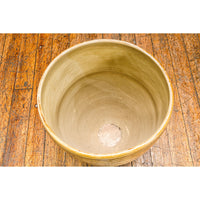 Artisan Handcrafted Mustard Color Ceramic Garden Planter with Incised Décor