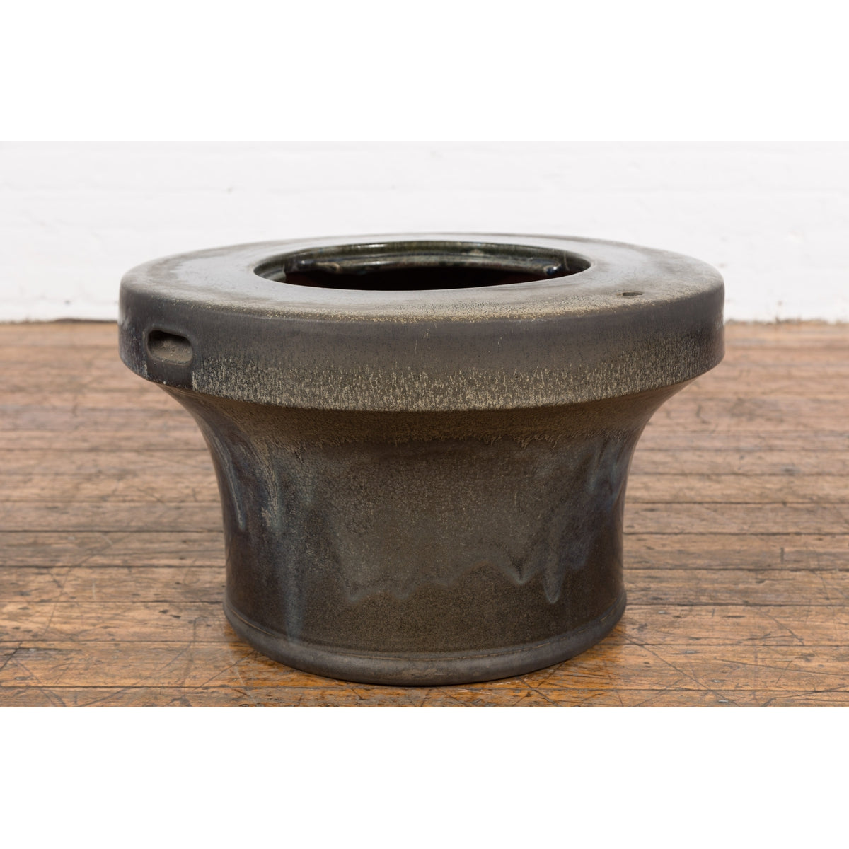 Japanese Antique Blue and Black Glazed Ceramic Hibachi for Drinking Saké-15. Asian & Chinese Furniture, Art, Antiques, Vintage Home Décor for sale at FEA Home