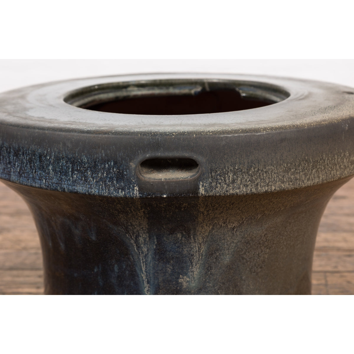 Japanese Antique Blue and Black Glazed Ceramic Hibachi for Drinking Saké-17. Asian & Chinese Furniture, Art, Antiques, Vintage Home Décor for sale at FEA Home
