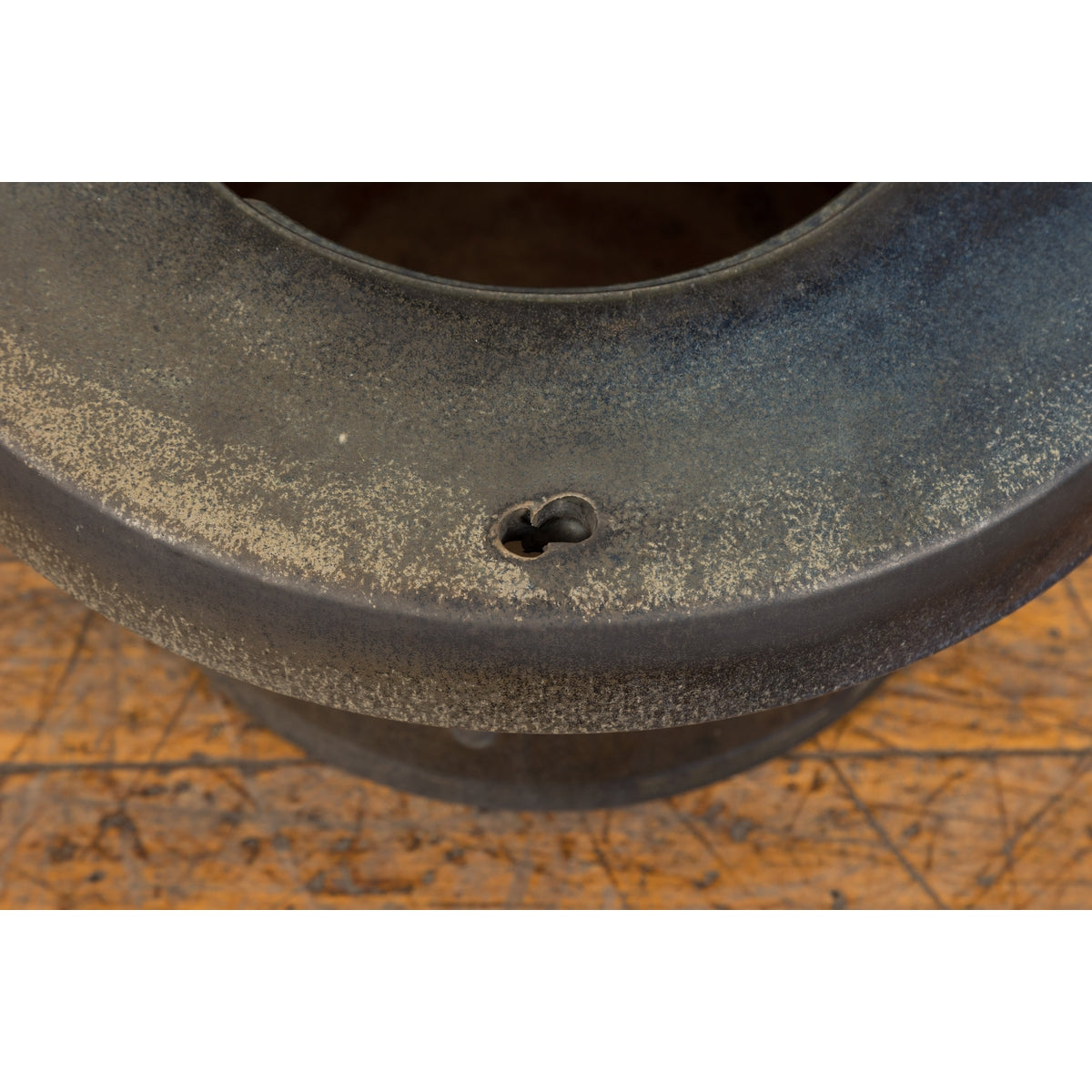 Japanese Antique Blue and Black Glazed Ceramic Hibachi for Drinking Saké-18. Asian & Chinese Furniture, Art, Antiques, Vintage Home Décor for sale at FEA Home