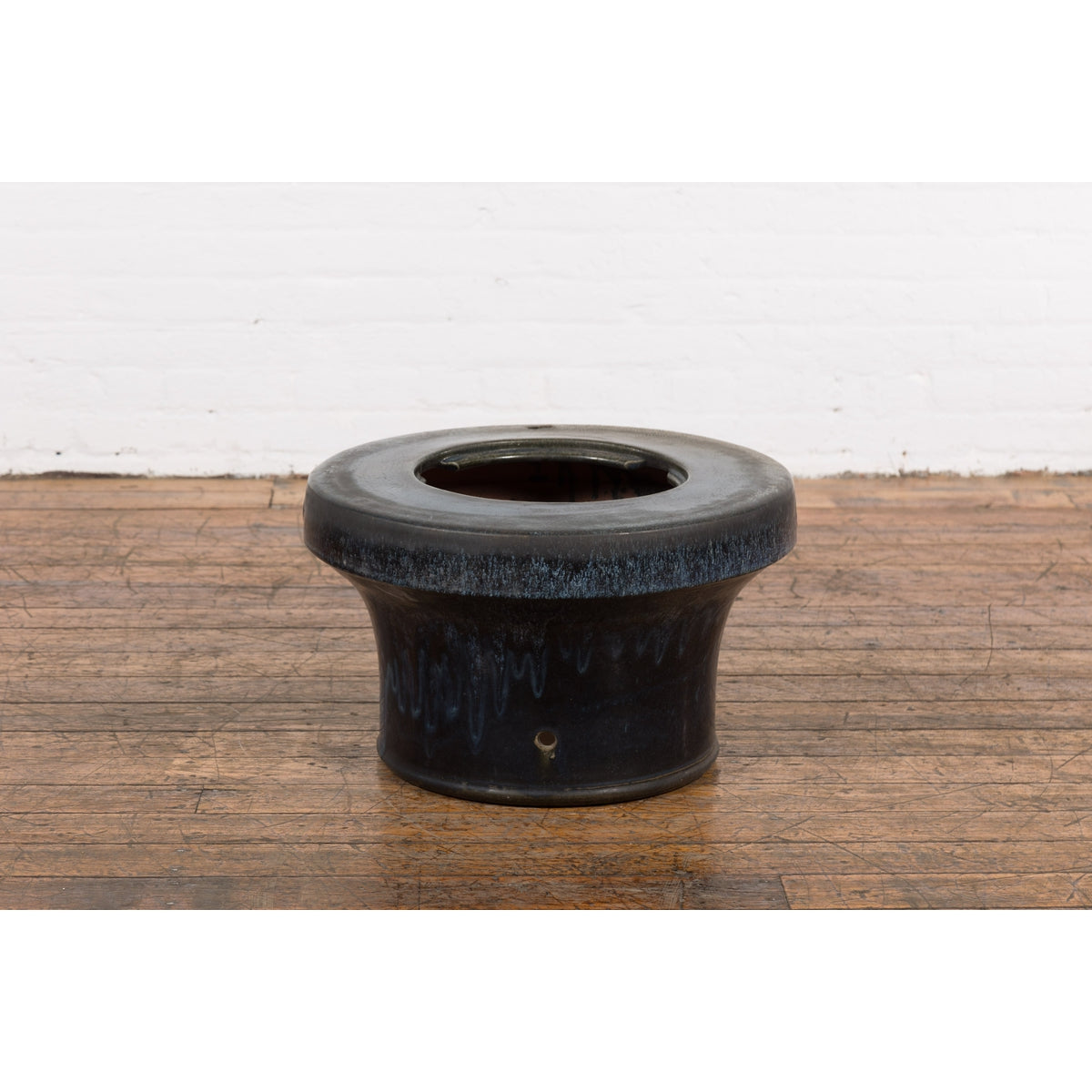 Japanese Antique Blue and Black Glazed Ceramic Hibachi for Drinking Saké-2. Asian & Chinese Furniture, Art, Antiques, Vintage Home Décor for sale at FEA Home