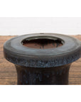Japanese Antique Blue and Black Glazed Ceramic Hibachi for Drinking Saké-7. Asian & Chinese Furniture, Art, Antiques, Vintage Home Décor for sale at FEA Home