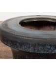 Japanese Antique Blue and Black Glazed Ceramic Hibachi for Drinking Saké-8. Asian & Chinese Furniture, Art, Antiques, Vintage Home Décor for sale at FEA Home