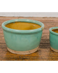 Pair of Ocean Blue Glazed Ceramic Round Nested Planters with Tapering Lines-5. Asian & Chinese Furniture, Art, Antiques, Vintage Home Décor for sale at FEA Home