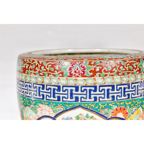 Hand-Painted Imari Planter with Landscape, Tree, Flowers and Books-YN7827-10. Asian & Chinese Furniture, Art, Antiques, Vintage Home Décor for sale at FEA Home