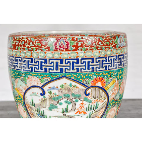Hand-Painted Imari Planter with Landscape, Tree, Flowers and Books-YN7827-6. Asian & Chinese Furniture, Art, Antiques, Vintage Home Décor for sale at FEA Home