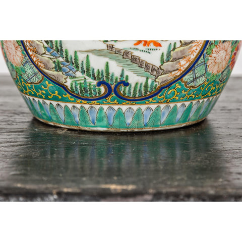 Hand-Painted Imari Planter with Landscape, Tree, Flowers and Books-YN7827-8. Asian & Chinese Furniture, Art, Antiques, Vintage Home Décor for sale at FEA Home