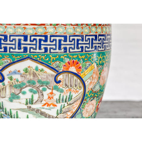 Hand-Painted Imari Planter with Landscape, Tree, Flowers and Books-YN7827-9. Asian & Chinese Furniture, Art, Antiques, Vintage Home Décor for sale at FEA Home