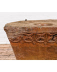 Wood Mortar Converted into Decorative Table with Carved Rosettes-13. Asian & Chinese Furniture, Art, Antiques, Vintage Home Décor for sale at FEA Home