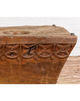 Wood Mortar Converted into Decorative Table with Carved Rosettes-14. Asian & Chinese Furniture, Art, Antiques, Vintage Home Décor for sale at FEA Home