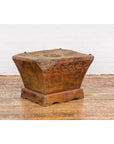Wood Mortar Converted into Decorative Table with Carved Rosettes-2. Asian & Chinese Furniture, Art, Antiques, Vintage Home Décor for sale at FEA Home