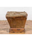 Wood Mortar Converted into Decorative Table with Carved Rosettes-17. Asian & Chinese Furniture, Art, Antiques, Vintage Home Décor for sale at FEA Home