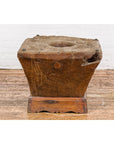Wood Mortar Converted into Decorative Table with Carved Rosettes-19. Asian & Chinese Furniture, Art, Antiques, Vintage Home Décor for sale at FEA Home