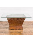 Wood Mortar Converted into Decorative Table with Carved Rosettes-5. Asian & Chinese Furniture, Art, Antiques, Vintage Home Décor for sale at FEA Home