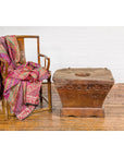 Wood Mortar Converted into Decorative Table with Carved Rosettes-3. Asian & Chinese Furniture, Art, Antiques, Vintage Home Décor for sale at FEA Home