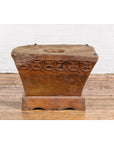 Wood Mortar Converted into Decorative Table with Carved Rosettes-6. Asian & Chinese Furniture, Art, Antiques, Vintage Home Décor for sale at FEA Home