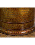 Thai Vintage Negora Lacquer Circular Storage Bin with Snake Skin Patterns-10. Asian & Chinese Furniture, Art, Antiques, Vintage Home Décor for sale at FEA Home