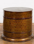 Thai Vintage Negora Lacquer Circular Storage Bin with Snake Skin Patterns-12. Asian & Chinese Furniture, Art, Antiques, Vintage Home Décor for sale at FEA Home