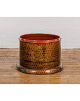 Round Negora Lacquer Storage Bin with Snakeskin Patterns-10. Asian & Chinese Furniture, Art, Antiques, Vintage Home Décor for sale at FEA Home