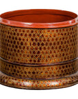 Round Negora Lacquer Storage Bin with Snakeskin Patterns-1. Asian & Chinese Furniture, Art, Antiques, Vintage Home Décor for sale at FEA Home