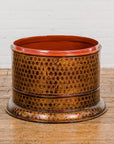 Round Negora Lacquer Storage Bin with Snakeskin Patterns-9. Asian & Chinese Furniture, Art, Antiques, Vintage Home Décor for sale at FEA Home