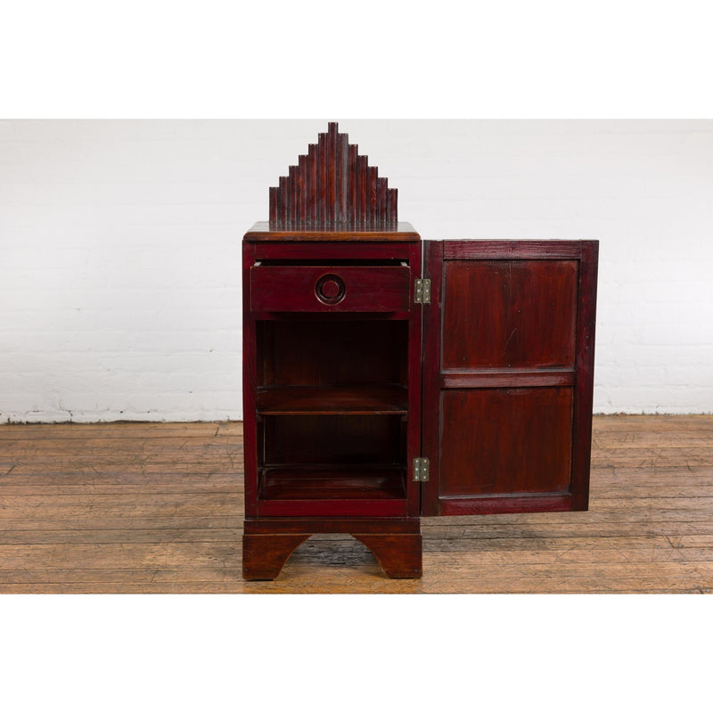 Art Deco Inspired Vintage Side Cabinet with Rising Back-YN7849-12. Asian & Chinese Furniture, Art, Antiques, Vintage Home Décor for sale at FEA Home