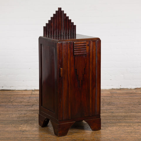 Art Deco Inspired Vintage Side Cabinet with Rising Back-YN7849-13. Asian & Chinese Furniture, Art, Antiques, Vintage Home Décor for sale at FEA Home