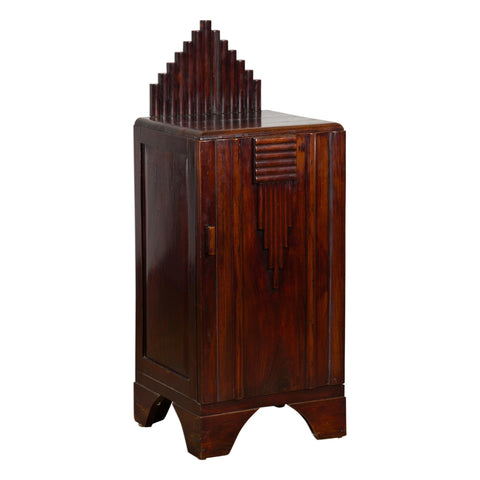 Art Deco Inspired Vintage Side Cabinet with Rising Back-YN7849-17. Asian & Chinese Furniture, Art, Antiques, Vintage Home Décor for sale at FEA Home