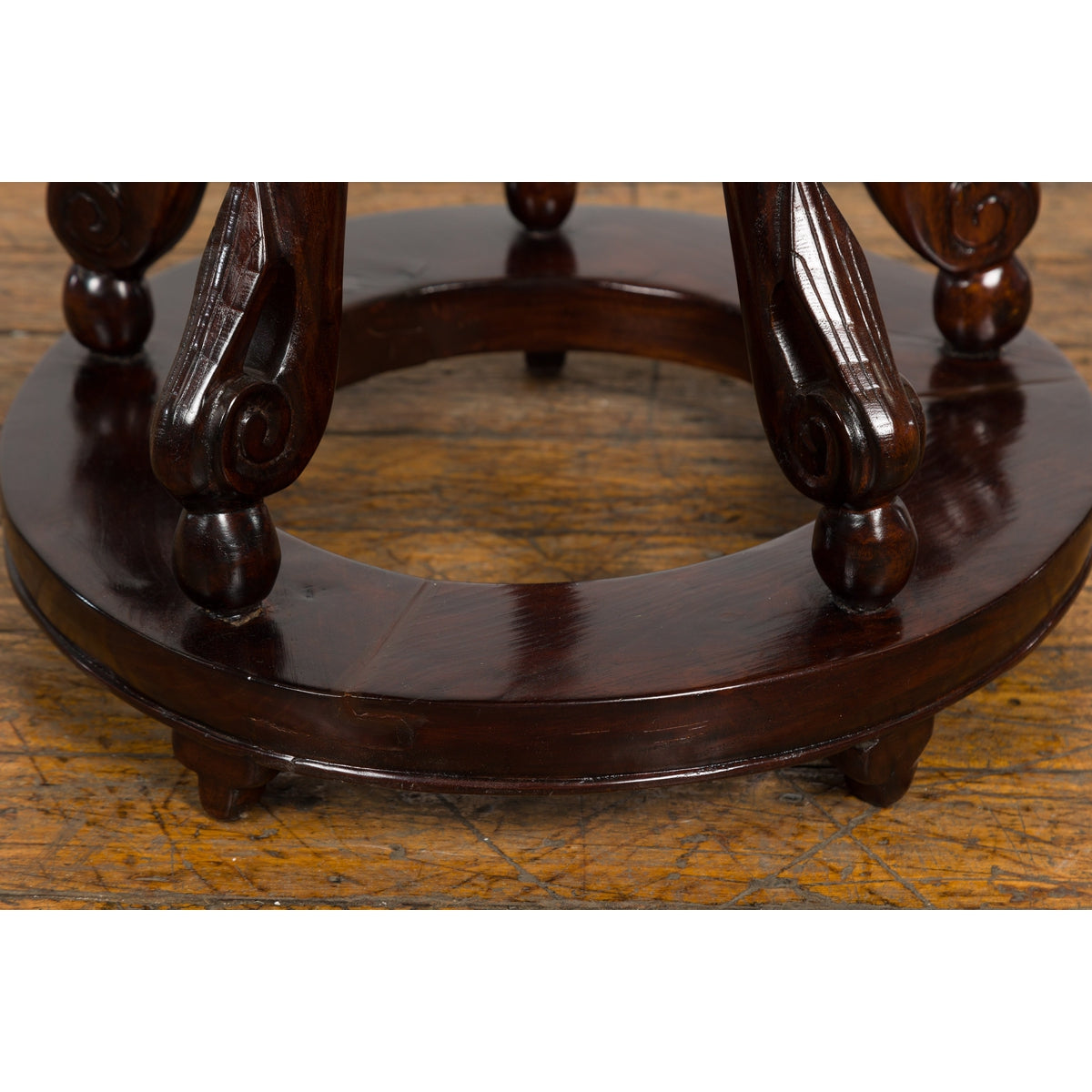 Chinese Late Qing Dynasty Plant Stand with Carved Apron and Curving Legs-10. Asian & Chinese Furniture, Art, Antiques, Vintage Home Décor for sale at FEA Home