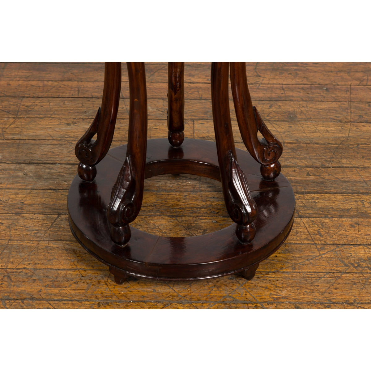 Chinese Late Qing Dynasty Plant Stand with Carved Apron and Curving Legs-8. Asian & Chinese Furniture, Art, Antiques, Vintage Home Décor for sale at FEA Home
