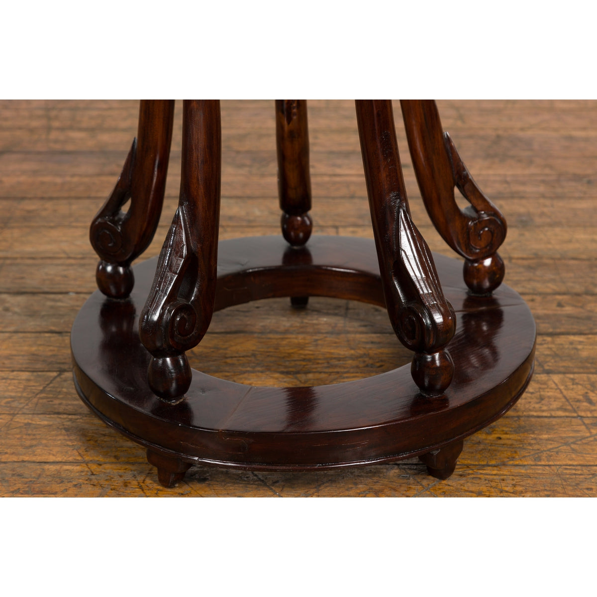 Chinese Late Qing Dynasty Plant Stand with Carved Apron and Curving Legs-9. Asian & Chinese Furniture, Art, Antiques, Vintage Home Décor for sale at FEA Home