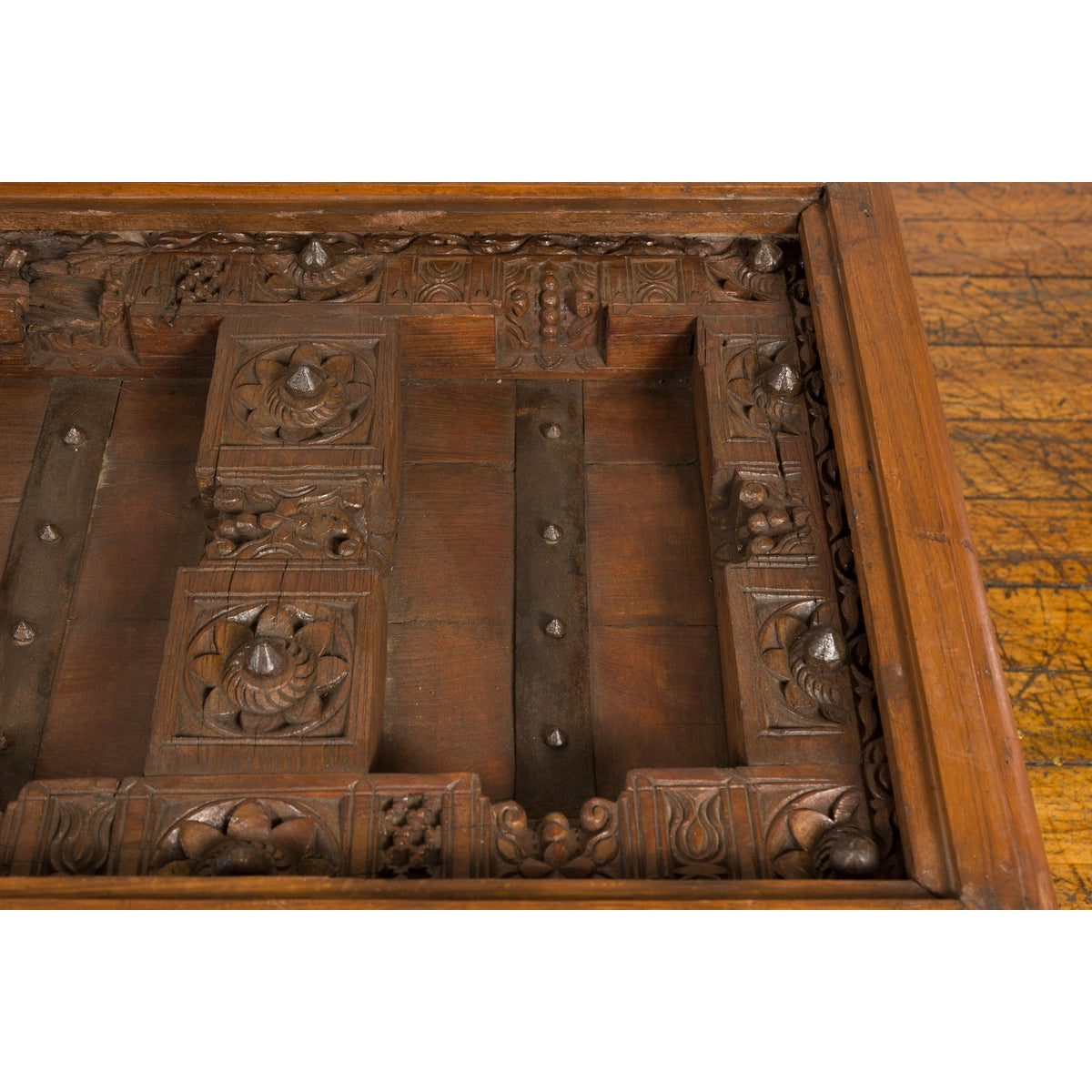 Antique Sheesham Wood and Iron Exterior Door Made into a Coffee Table-10. Asian & Chinese Furniture, Art, Antiques, Vintage Home Décor for sale at FEA Home